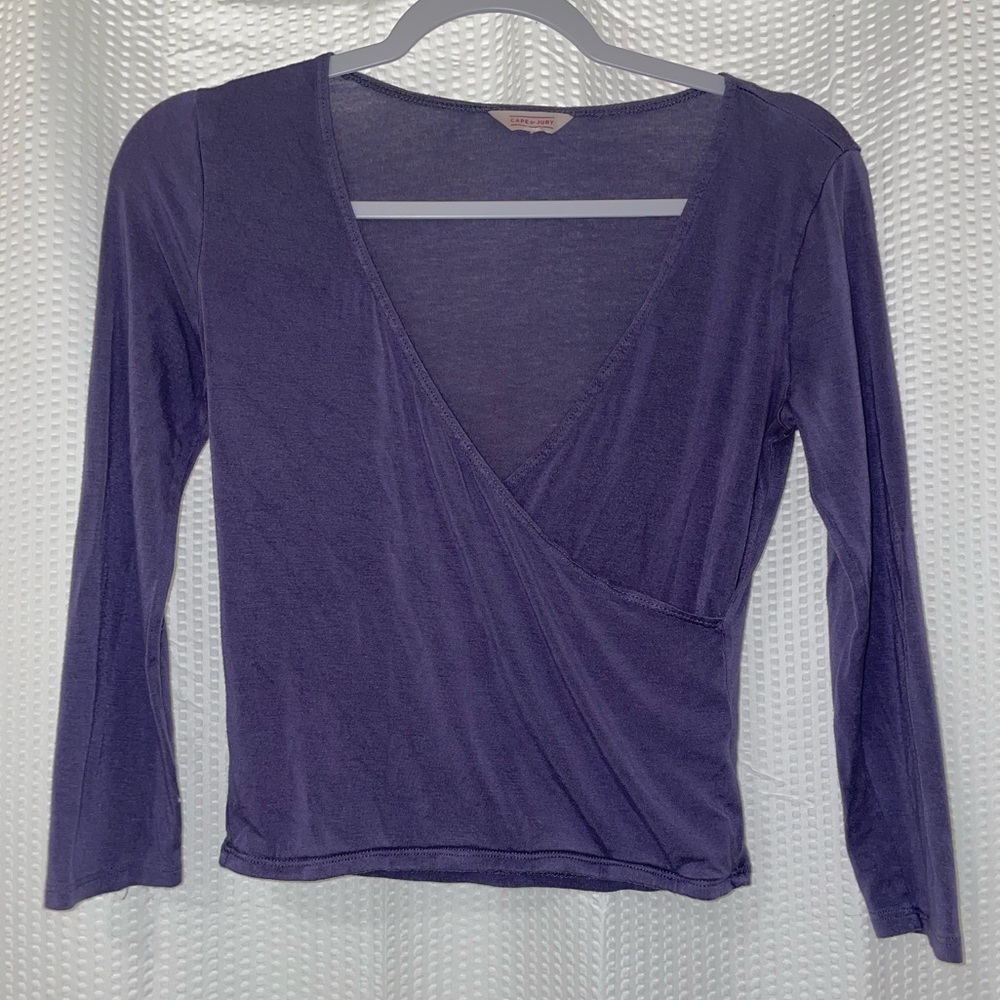 Lavender Crossover Long Sleeve Blouse